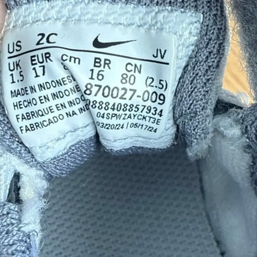 Nike Court Borough Grey/White Baby Sneakers- SZ 2 C
